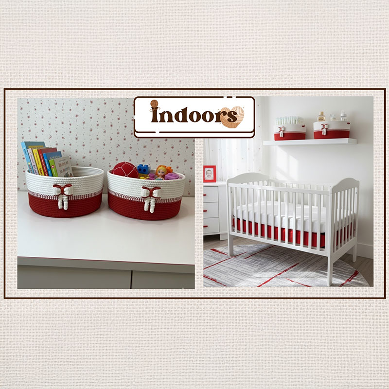 باسكت أحمر فيونكة كروشيه - 5